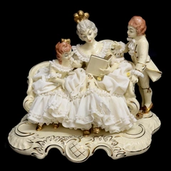 Sandizell And Hoffer Co Porcelain And Lace Figurine Woman Reading To Children