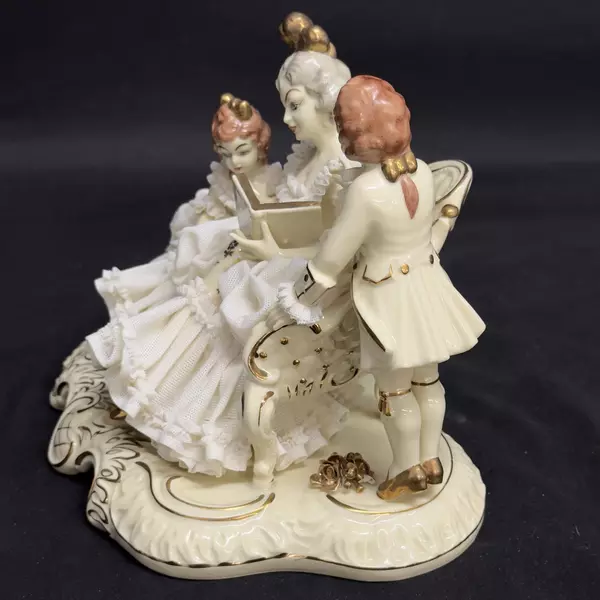 Sandizell And Hoffer Co Porcelain And Lace Figurine Woman Reading To Children