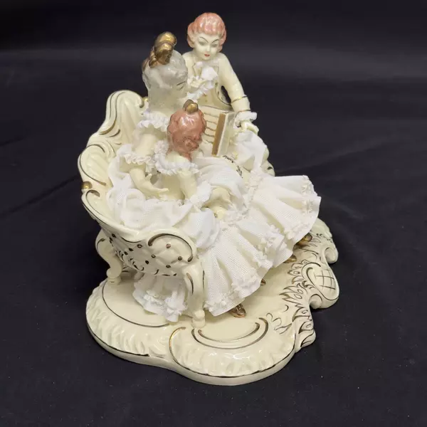 Sandizell And Hoffer Co Porcelain And Lace Figurine Woman Reading To Children