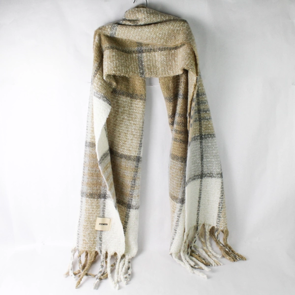 Steve Madden Scarf Multicolor Plaid Fringe Gold Sparkle One Size NWT