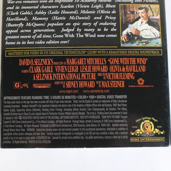 Gone With the Wind VHS 1998 Digitally Re-Mastered 2 Tape Set