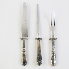 3 Piece National Stainless Carving Set Meat Fork Knife Sharpener