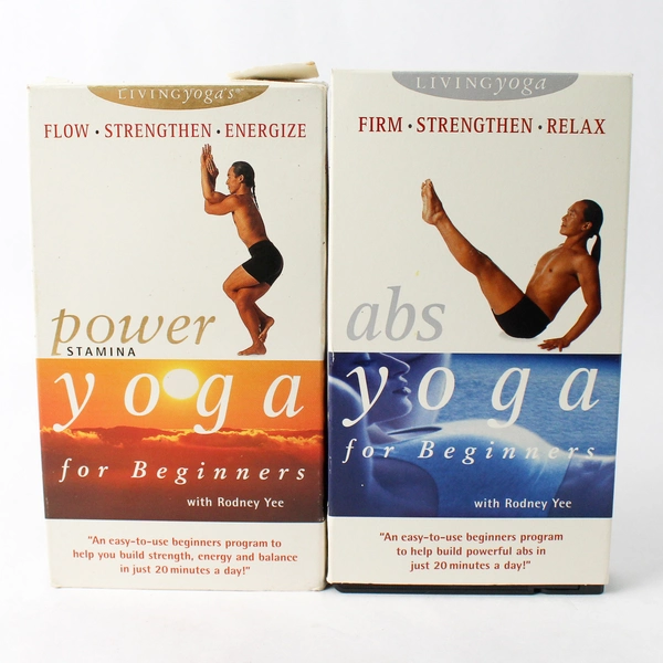 Set of 2 VHS Rodney Yee Yoga for Beginners Abs Power Stamina 1998