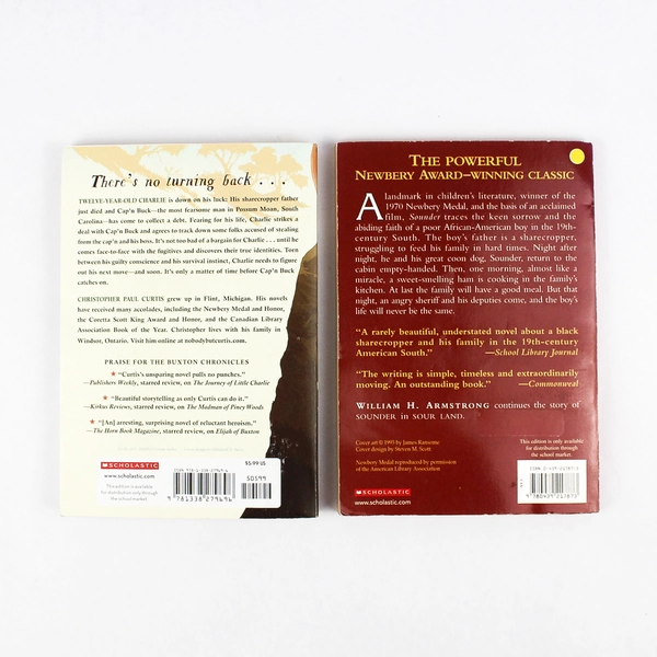 Lot of 2 Scholastic Novels Sounder The Journey Of Little Charlie Paperback