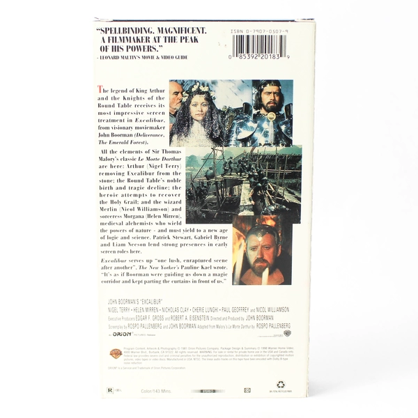 Excalibur 1997 Warner Brothers VHS Rated R