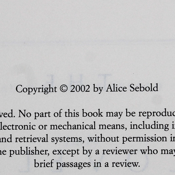 The Lovely Bones by Alice Sebold 2002 First Edition Hardcover Dust Jacket