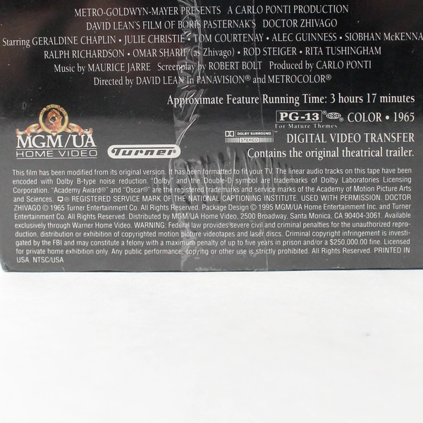 Sealed Box Set of Doctor Zhivago 30th Anniversary 1995 MGM VHS PG-13