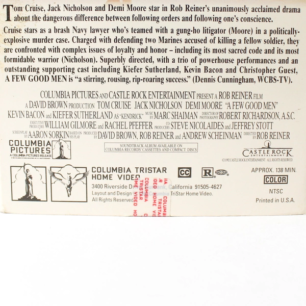 A Few Good Men 1992 Columbia TriStar VHS Rated R Demi Moore