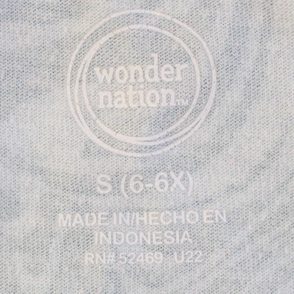 Wonder Nation Blue Wavy Pattern Short Sleeve T-Shirt Girls Small 6/6X