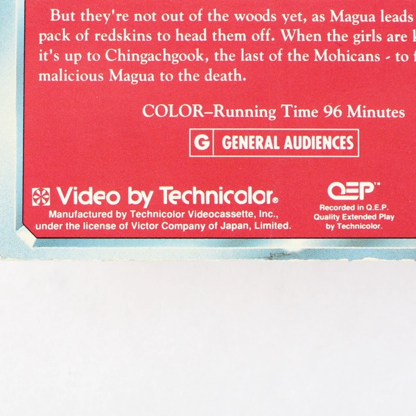 The Last of The Mohicans 1977 VHS 1992 Tape Movie