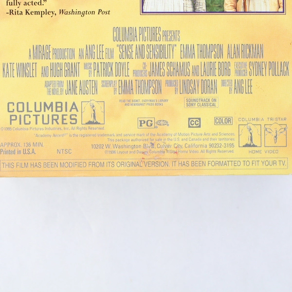 Sense and Sensibility VHS 1995