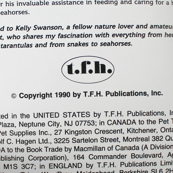 A Step-By-Step Book About Seahorses by Giwojna Peter 1990 TFH Publications PB