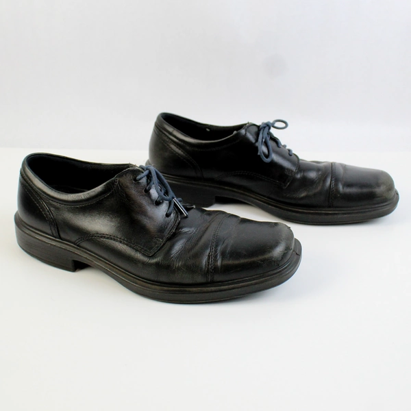 ECCO Black Leather Square Toe Oxfords Men's US Size 9.5