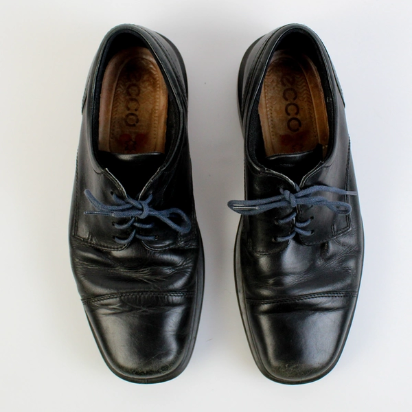ECCO Black Leather Square Toe Oxfords Men's US Size 9.5