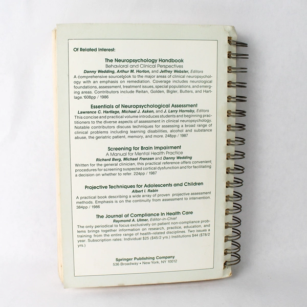 Screening Children for Brain Impairment Franzen and Berg Springer 1989 PB