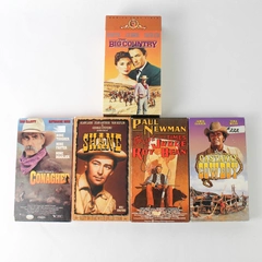 Set of 5 Vintage Western Films VHS Tape 1952-1991 Shane Cast Away Cowboy