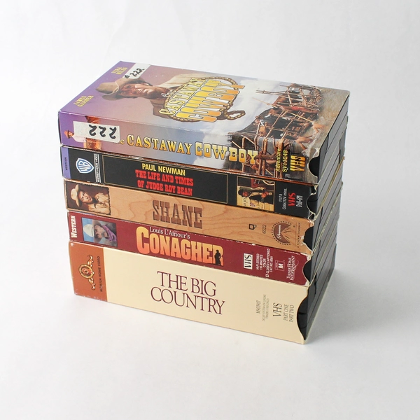Set of 5 Vintage Western Films VHS Tape 1952-1991 Shane Cast Away Cowboy