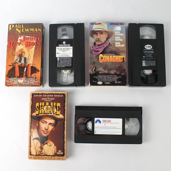 Set of 5 Vintage Western Films VHS Tape 1952-1991 Shane Cast Away Cowboy