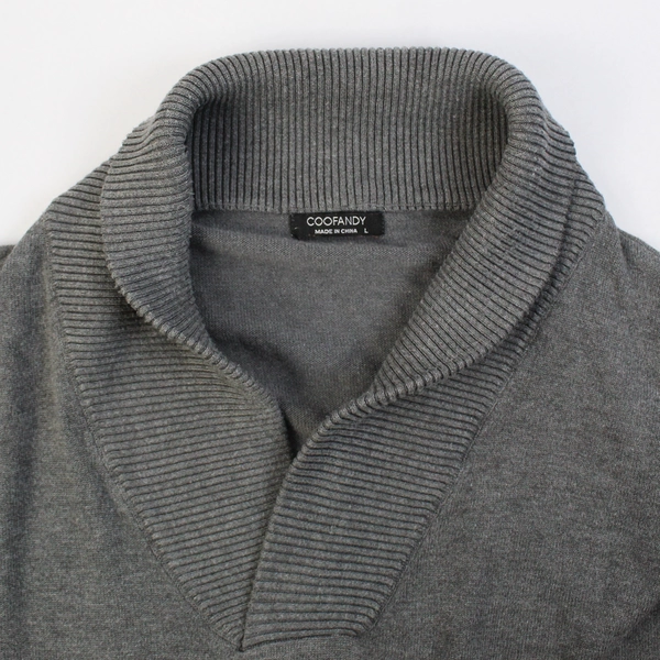 Coofandy Gray Shawl Neck Cotton Blend Sweater Men's Size Large