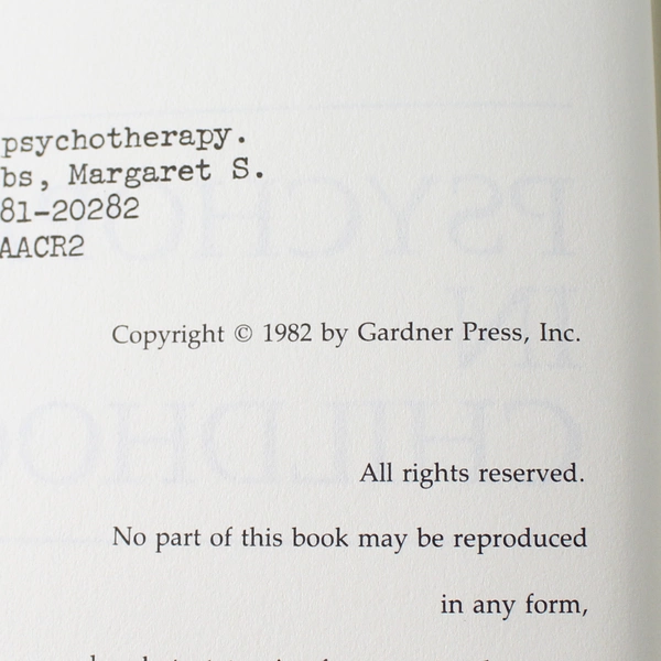 Psychopathology in Childhood Lachenmeyer and Gibbs Gardner Press 1982 HC