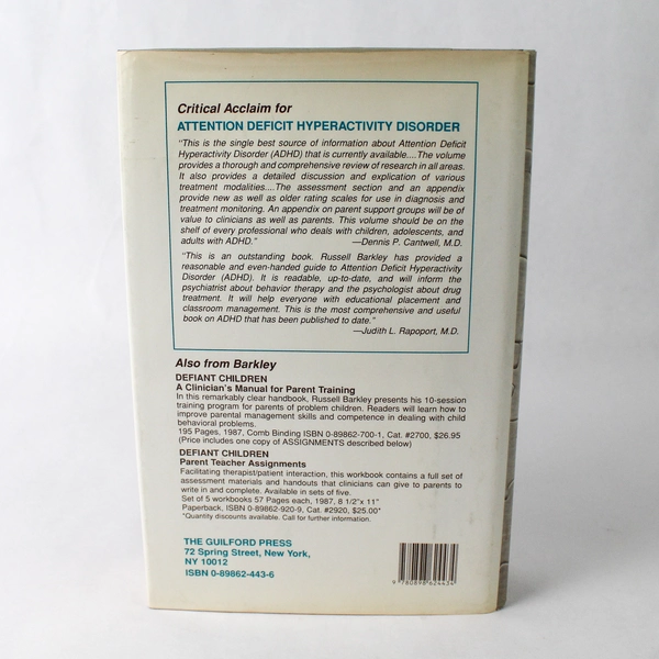 ADHD Handbook for Diagnosis and Treatment Russell A Barkley First Ed. 1990 HC