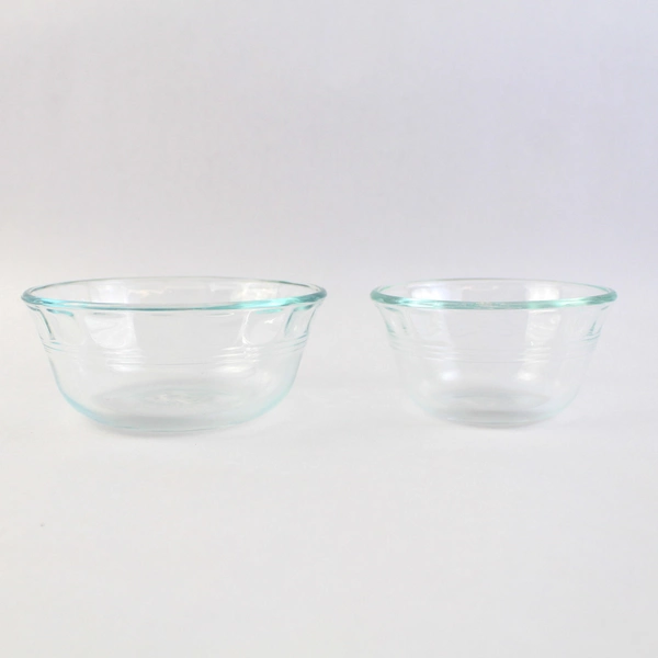 Lot of 2 Pyrex 464 and 463 Clear Glass Scalloped Custard Cups
