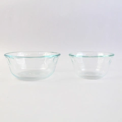 Lot of 2 Pyrex 464 and 463 Clear Glass Scalloped Custard Cups