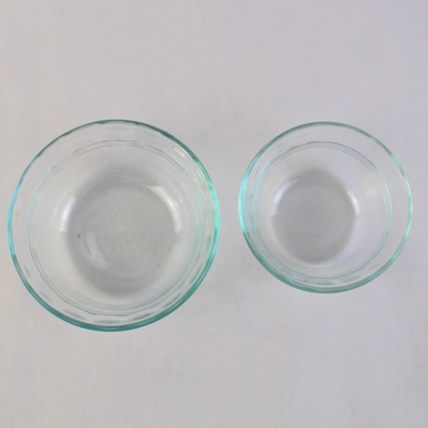 Lot of 2 Pyrex 464 and 463 Clear Glass Scalloped Custard Cups