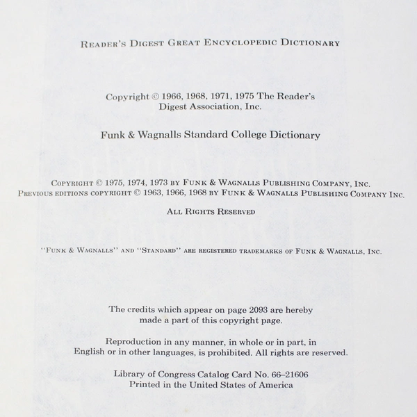 The Reader's Digest Great Encyclopedic Dictionary (Hardcover, 1975)