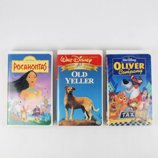 Lot of 3 Disney Home Video Family Movies VHS Tapes Old Yeller Oliver Pocahontas