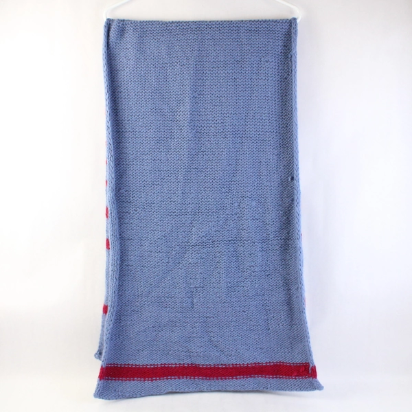 Handmade Knit Scarf Lavender Purple With Raspberry Red Strips 20" x 86"