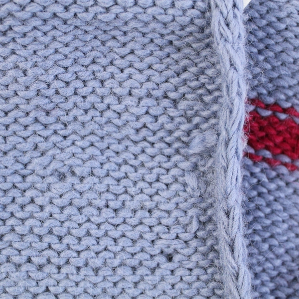 Handmade Knit Scarf Lavender Purple With Raspberry Red Strips 20" x 86"