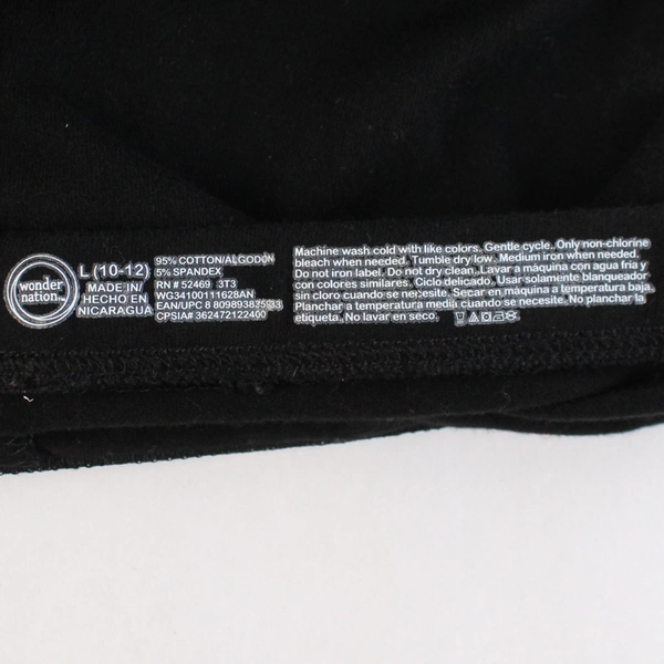Wonder Nation Children's Black Leggings Size  L 10/12