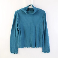Wonder Nation Girl's Teal Ribbed Turtleneck Ruffle Hem Size Small (6-6x)
