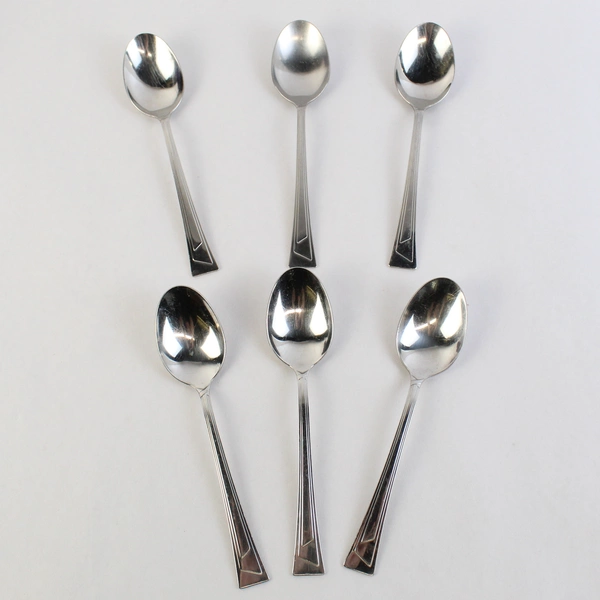 Set of 6 Oneida Silver Ledges Stainless Steel Oval Soup Spoons
