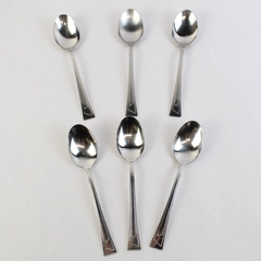 Set of 6 Oneida Silver Ledges Stainless Steel Oval Soup Spoons
