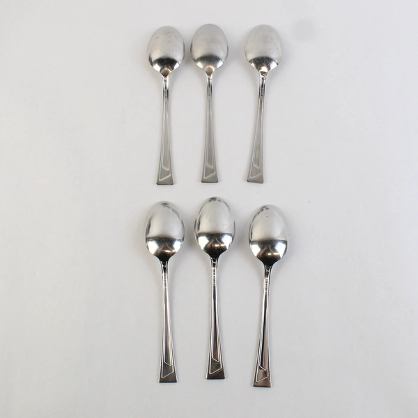 Set of 6 Oneida Silver Ledges Stainless Steel Oval Soup Spoons