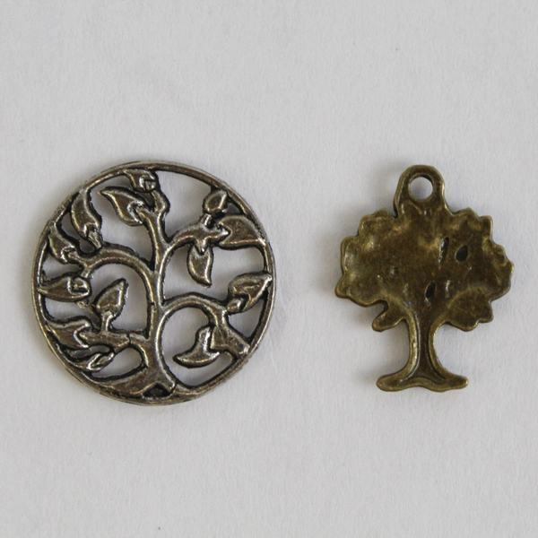 Lot of 2 Vintage Tree Necklace Pendants or Charms