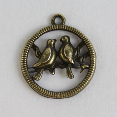 Vintage Brass Pair Of Birds Pendant Or Charm 0.75 Inch