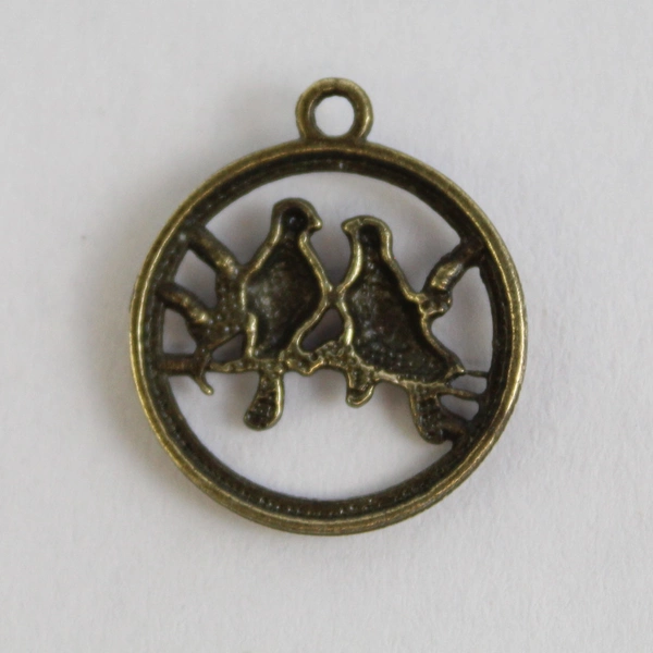 Vintage Brass Pair Of Birds Pendant Or Charm 0.75 Inch