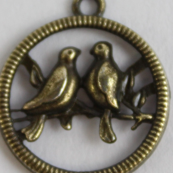 Vintage Brass Pair Of Birds Pendant Or Charm 0.75 Inch