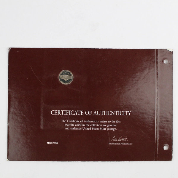 1998 AHS Genuine United States Mint Proof Jefferson Nickel Page 1950 To Present