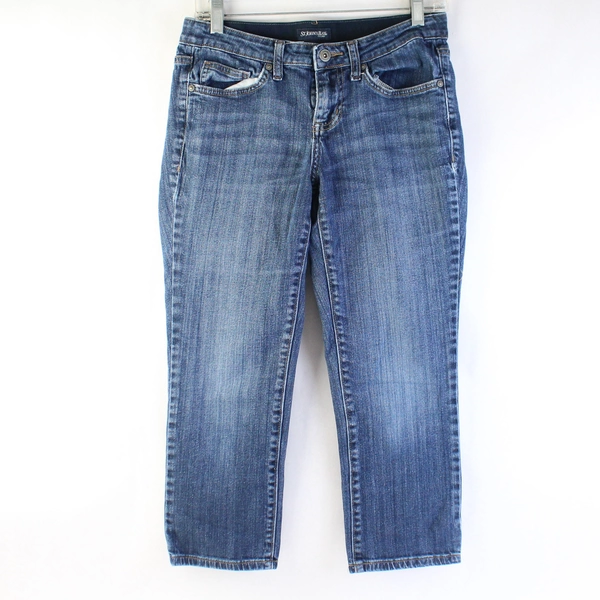 St. John's Bay Capri Crop Jeans Women's Blue Medium Wash Size 4P