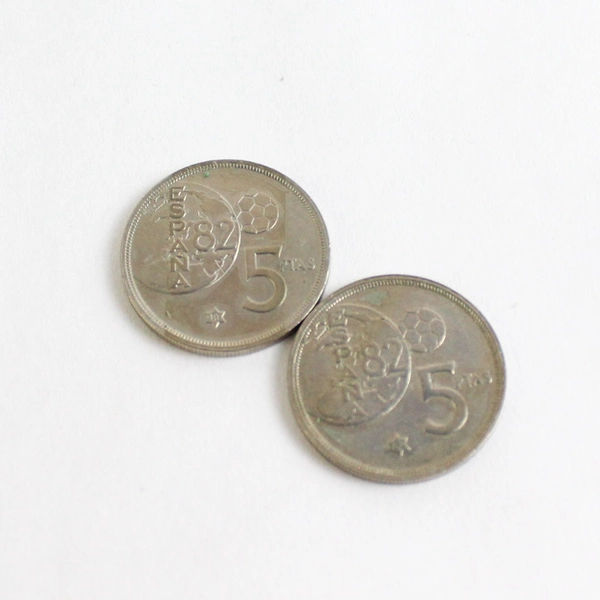 Lot of Seven 5 Peseta Coins From Spain Dated 1975 to 1984