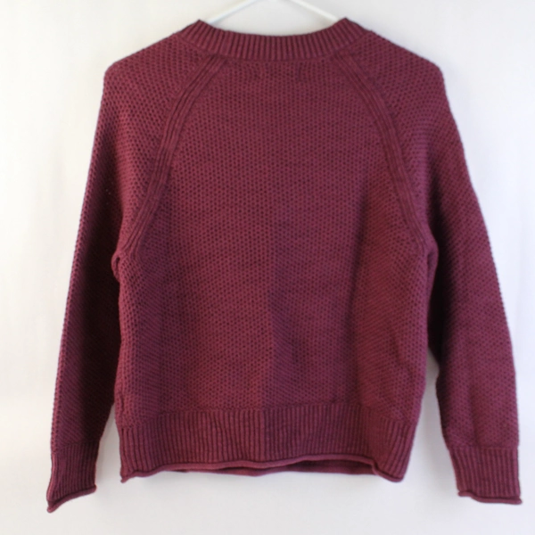 Sonoma Women's Maroon Pullover Crew Neck Sweater Stripe Detail Size PXS