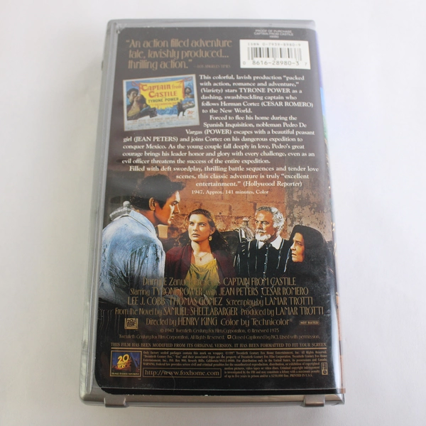 Captain from Castile 1997 Clamshell VHS Tape 20th Century Fox Home Entertainment