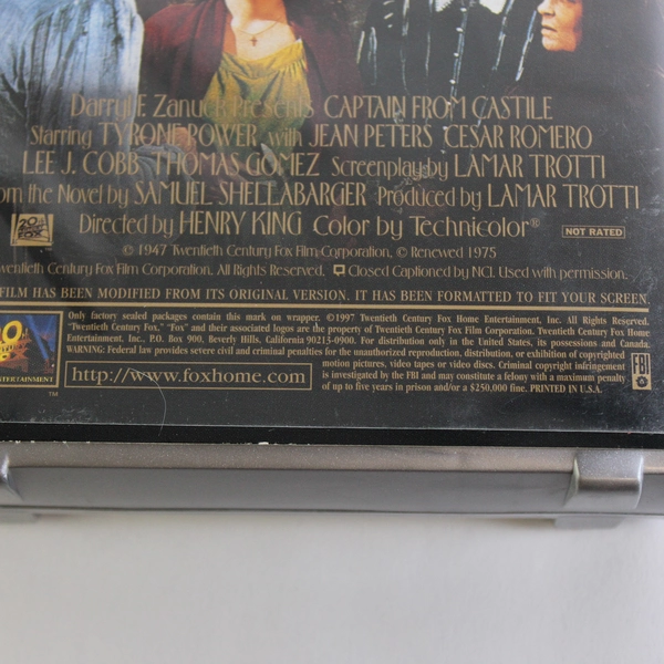 Captain from Castile 1997 Clamshell VHS Tape 20th Century Fox Home Entertainment