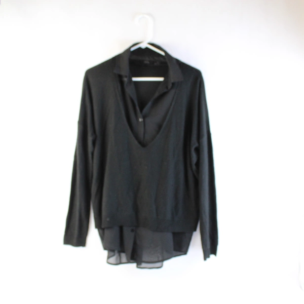 RDI Black Sweater Shirt Long Sleeve Collared Women's Size L/G