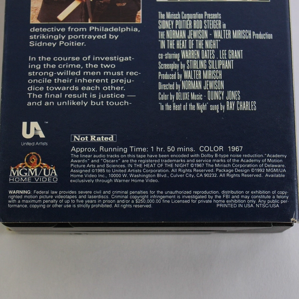 In The Heat Of The Night 1992 VHS Release MGM/UA Home Video