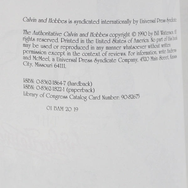 The Authoritative Calvin and Hobbes by Bill Watterson 1990 Paperback